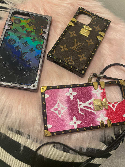 TRUNK STYLE  LV INSPIRED IPHONE CASES W/ CROSSBODY